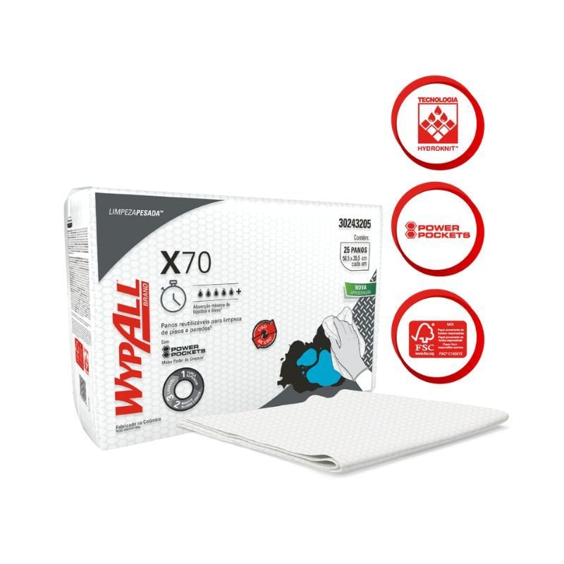 Pano WypAll X70 Multiuso - Caixa com 12 Unidades